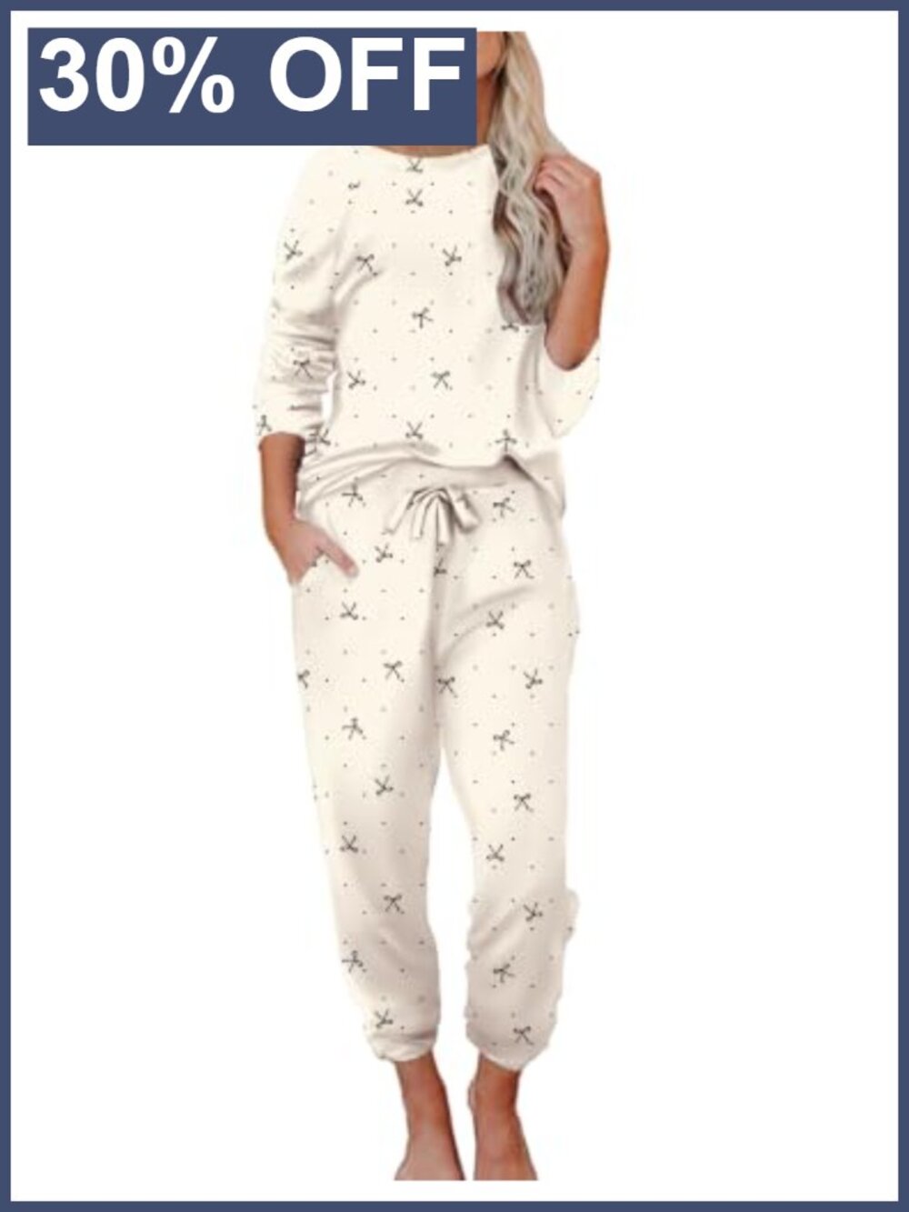Womens Pajama Set Long Sleeve Loungewear Soft Joggers with Pockets